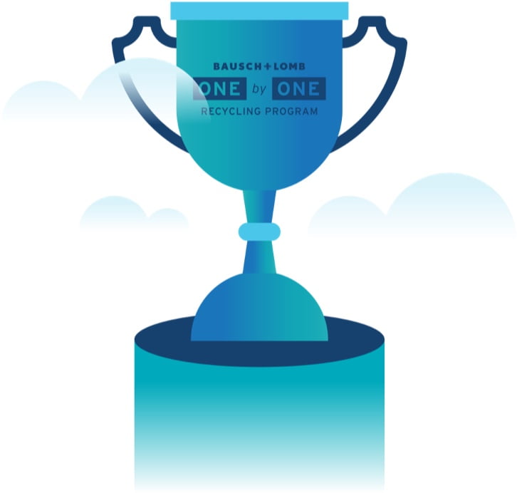 Trophy for Bausch + Lomb One by ONE Recycling Program.